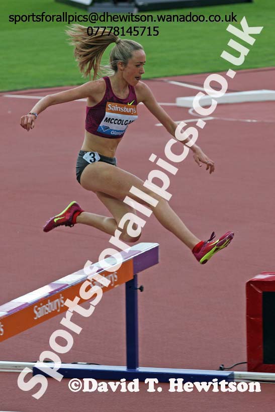 Eilish McColgan 3000 metres steeplechase Glasgow Diamond League. Photo: David T. Hewitson/Sports for All Pics